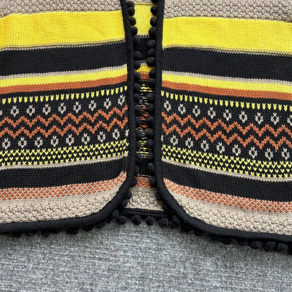 Together Cardigan Womens 16 Boho Tribal Pom Trim Open Festival Global Earthy - Picture 4 of 11